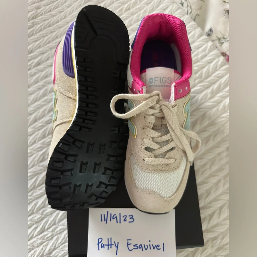 Figs Women's Beige, White & Pink Athletic Sneakers